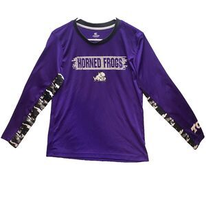 TCU Horned Frogs Shirt Youth Large Purple Colosseum Pullover Football Gear Boys